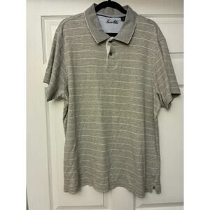 Tasso Elba Men's Gray Striped Polo Shirt Short Sleeve Cotton Casual XL